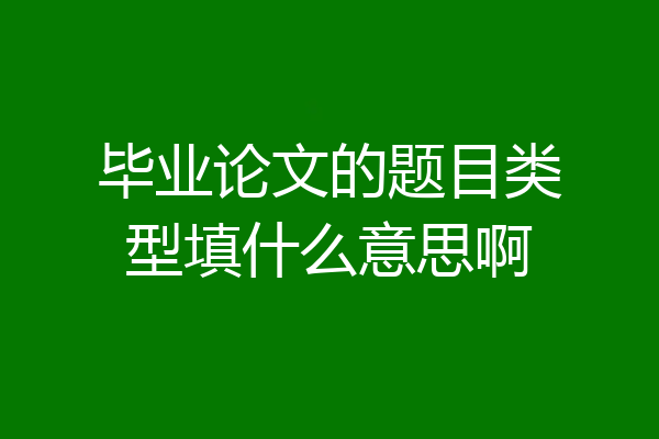毕业论文的题目类型填什么意思啊