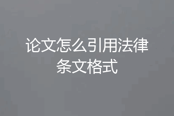 论文怎么引用法律条文格式
