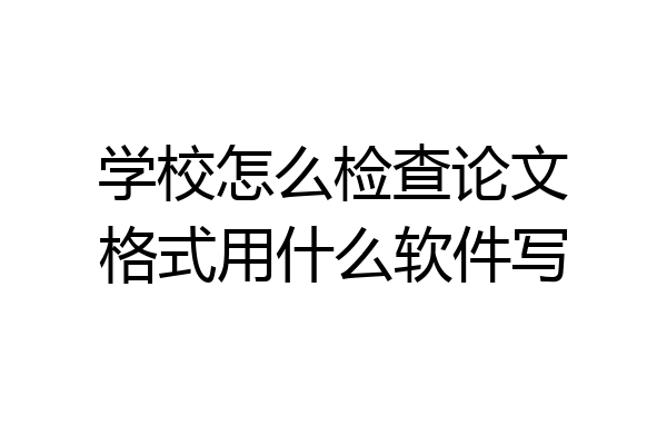 学校怎么检查论文格式用什么软件写