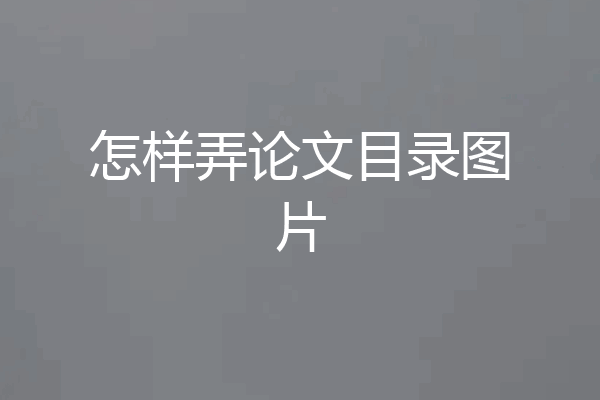 怎样弄论文目录图片