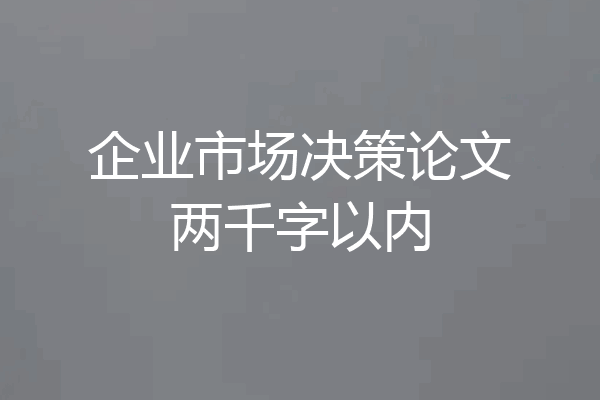 企业市场决策论文两千字以内