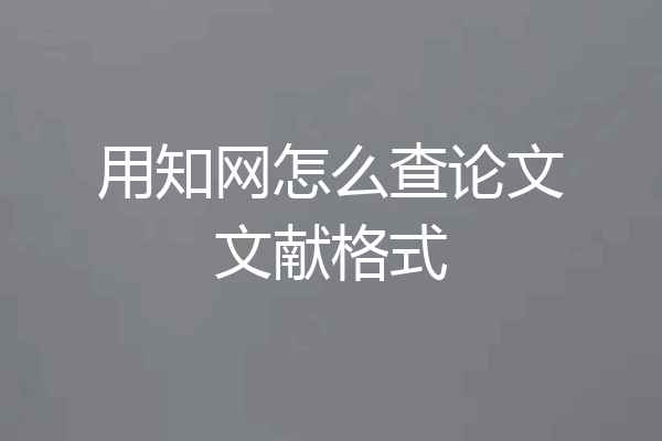用知网怎么查论文文献格式