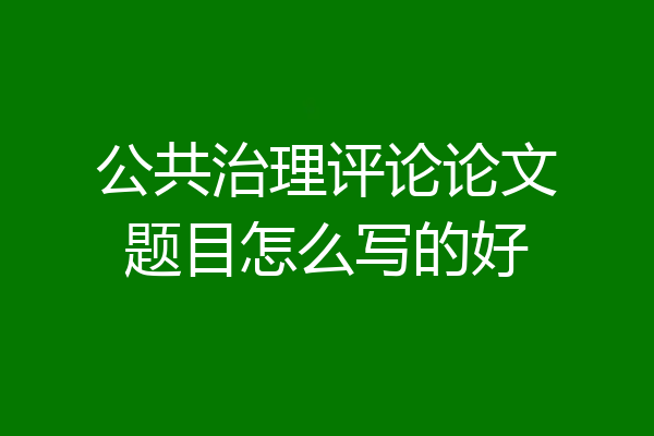公共治理评论论文题目怎么写的好