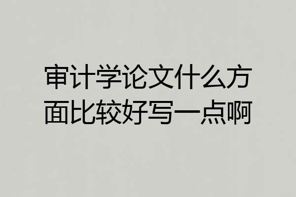 审计学论文什么方面比较好写一点啊