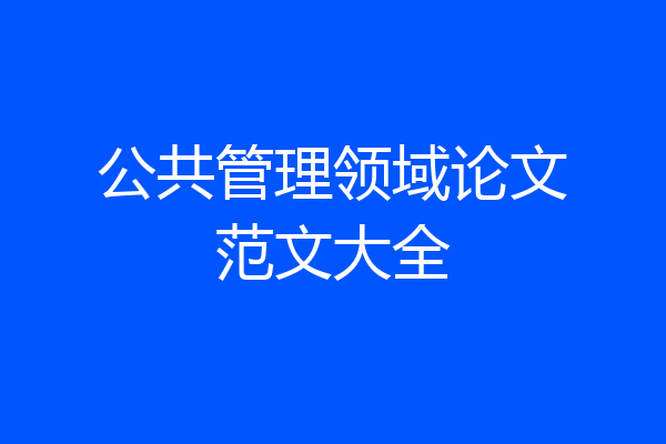公共管理领域论文范文大全