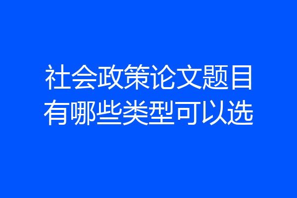 社会政策论文题目有哪些类型可以选