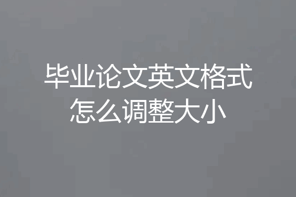 毕业论文英文格式怎么调整大小