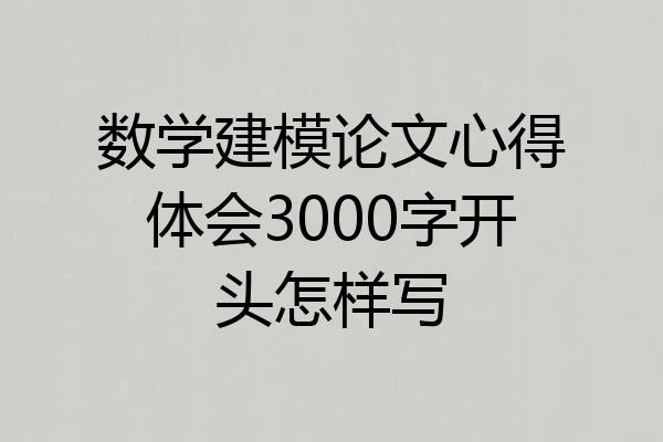 数学建模论文心得体会3000字开头怎样写