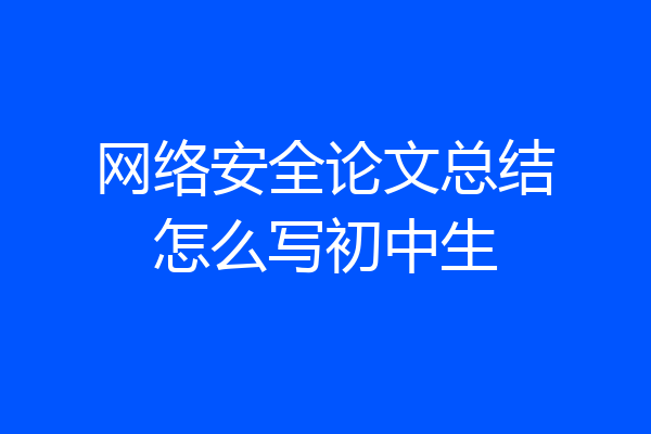 网络安全论文总结怎么写初中生