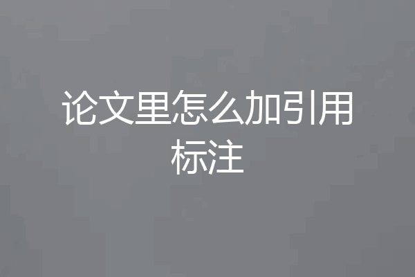论文里怎么加引用标注
