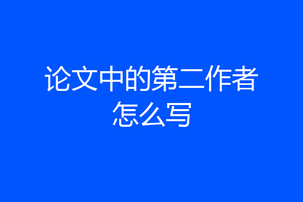 论文中的第二作者怎么写