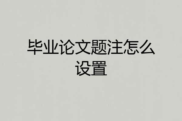 毕业论文题注怎么设置