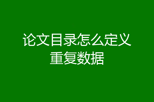 论文目录怎么定义重复数据