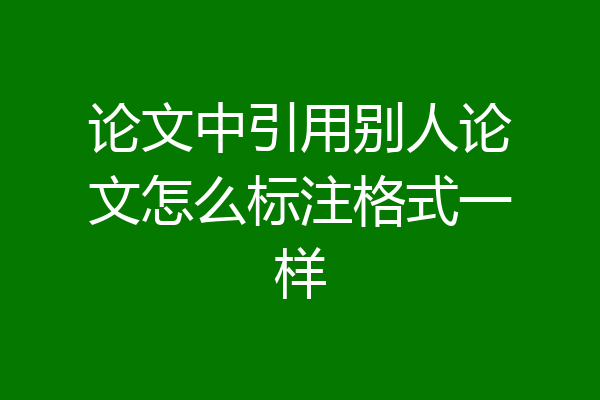 论文中引用别人论文怎么标注格式一样