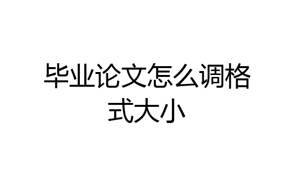 毕业论文怎么调格式大小