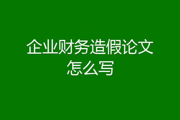 企业财务造假论文怎么写