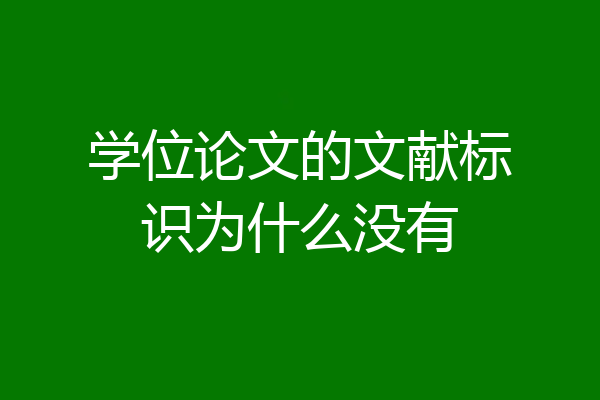 学位论文的文献标识为什么没有