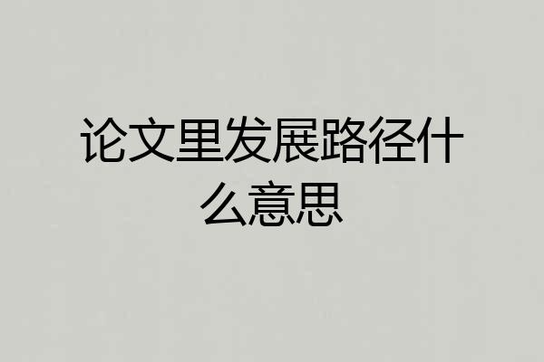 论文里发展路径什么意思