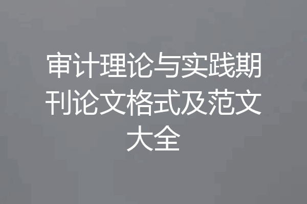 审计理论与实践期刊论文格式及范文大全