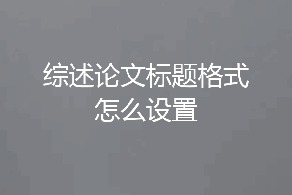 综述论文标题格式怎么设置