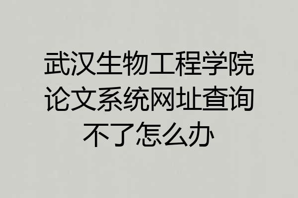 武汉生物工程学院论文系统网址查询不了怎么办
