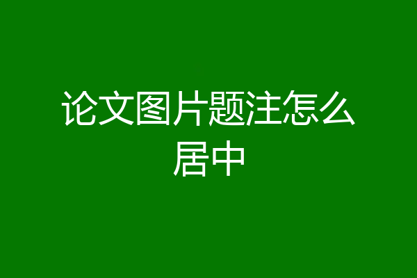 论文图片题注怎么居中