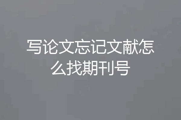 写论文忘记文献怎么找期刊号