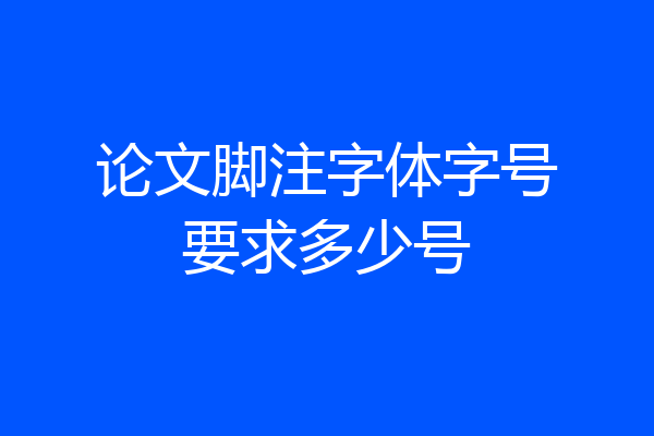 论文脚注字体字号要求多少号