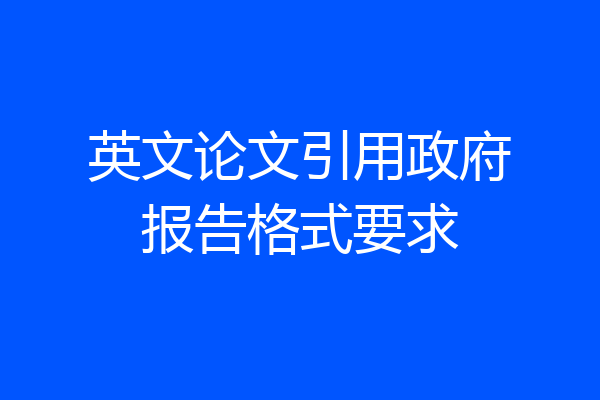 英文论文引用政府报告格式要求