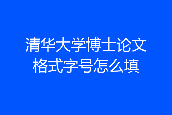 清华大学博士论文格式字号怎么填