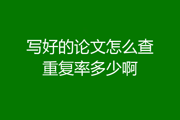 写好的论文怎么查重复率多少啊