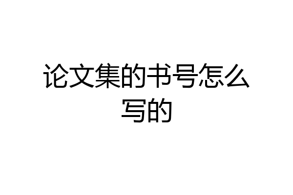 论文集的书号怎么写的