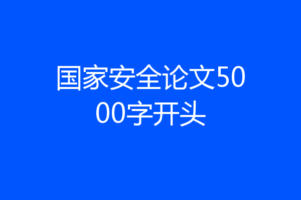 国家安全论文5000字开头