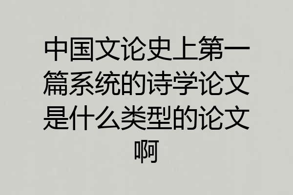 中国文论史上第一篇系统的诗学论文是什么类型的论文啊