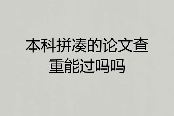 本科拼凑的论文查重能过吗吗