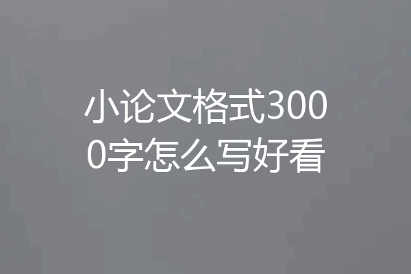 小论文格式3000字怎么写好看