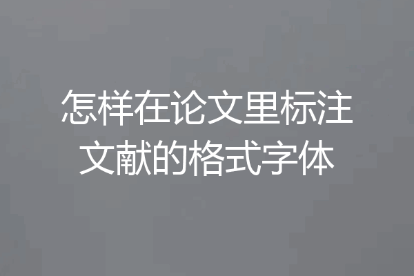 怎样在论文里标注文献的格式字体