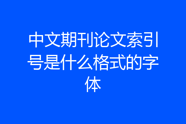 中文期刊论文索引号是什么格式的字体