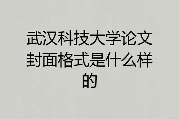 武汉科技大学论文封面格式是什么样的