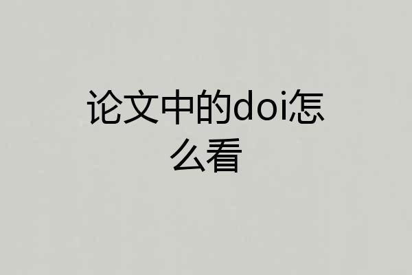 论文中的doi怎么看