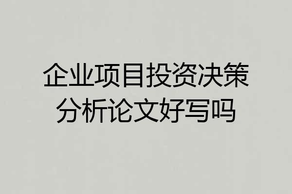 企业项目投资决策分析论文好写吗