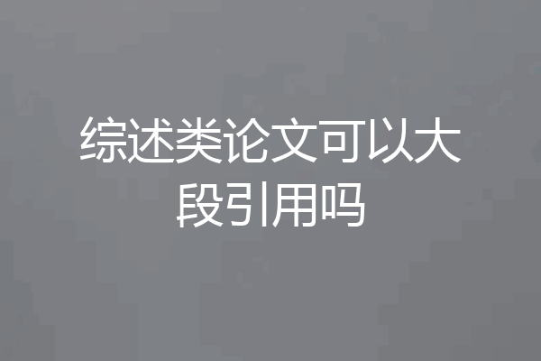 综述类论文可以大段引用吗