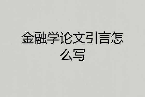 金融学论文引言怎么写