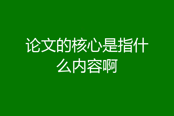 论文的核心是指什么内容啊