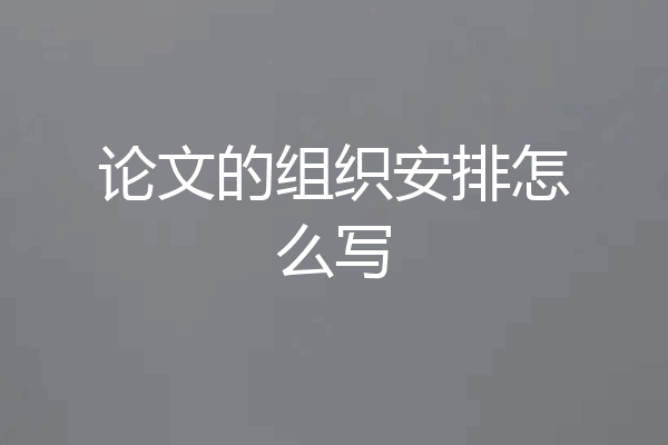 论文的组织安排怎么写
