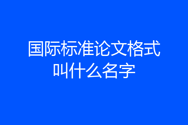国际标准论文格式叫什么名字