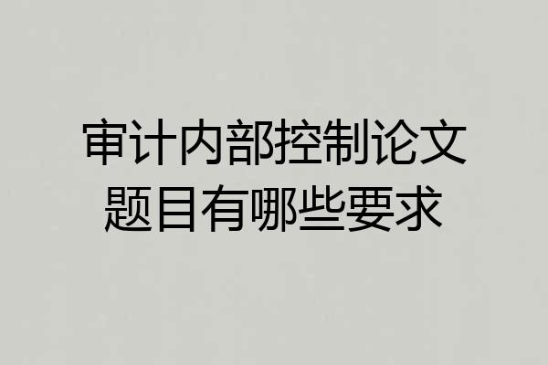 审计内部控制论文题目有哪些要求