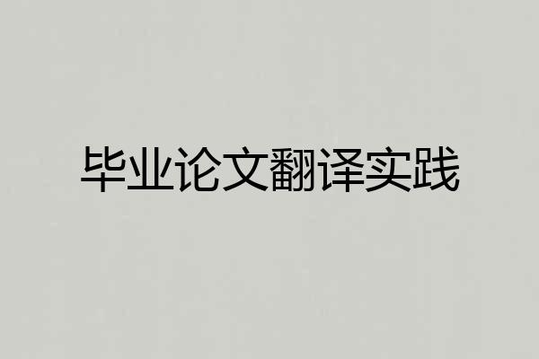 毕业论文翻译实践