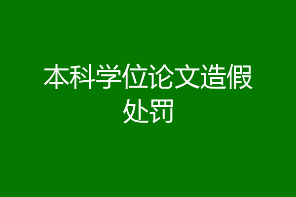 本科学位论文造假处罚