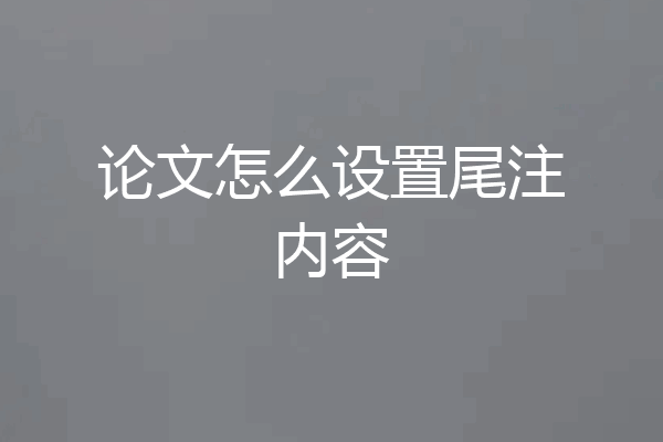 论文怎么设置尾注内容